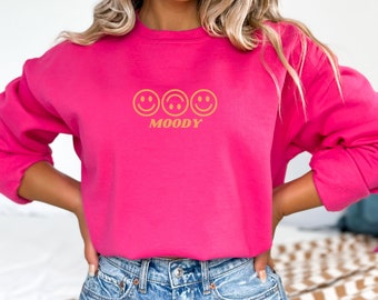 Sudadera Moody / Emoticones retro / Cara sonriente / Jersey de cuello redondo