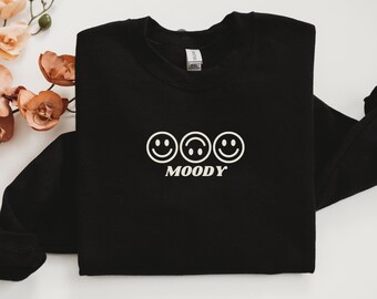 Sudadera Moody / Emoticones retro / Cara sonriente / Jersey de cuello redondo