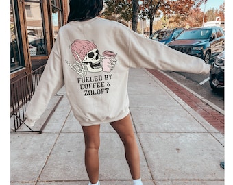 Impulsado por café y Zoloft Pullover / Neuro Spicy / Café / Ansiedad / TDAH / Sudadera Crewneck