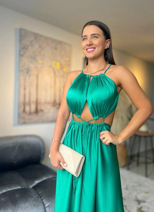 Emerald Maxi dress cut out