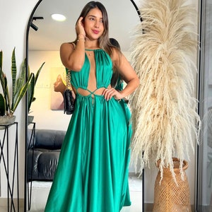 Emerald Maxi dress cut out