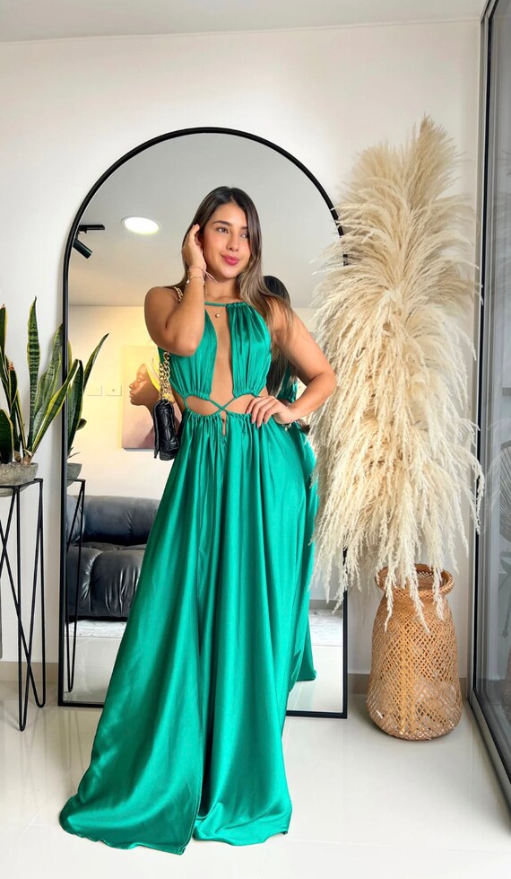 Emerald Maxi dress cut out