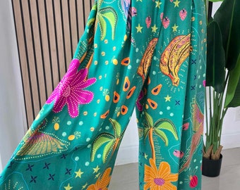 Colorful Wide Leg Pants