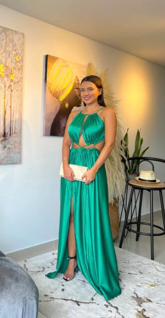 Emerald Maxi dress cut out