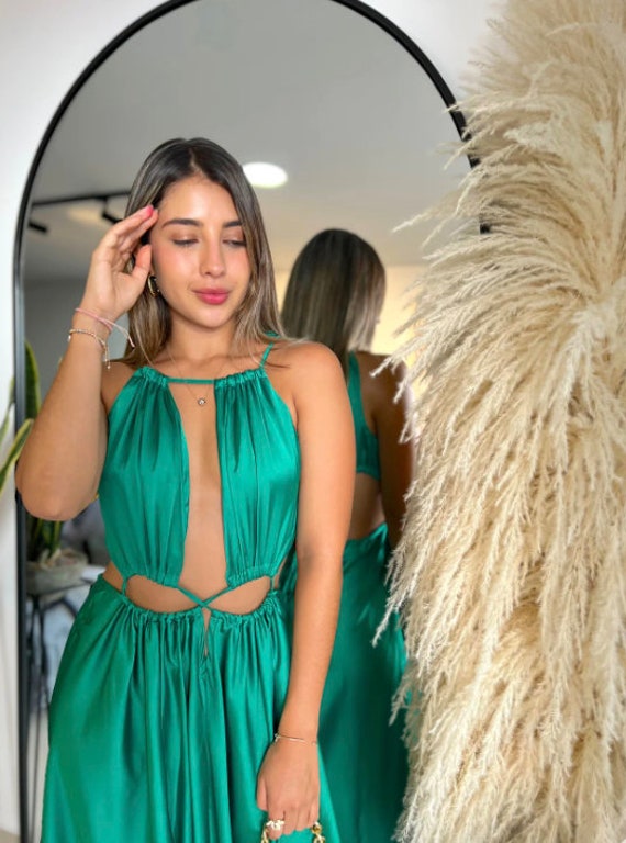 emerald green cut out dress Bliss Cut Out Gown Emerald / S main image 0