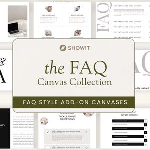 FAQ Showit Canvas Template, Add On Canvases, Showit Website Template, Web Portfolio Add-On, Editable Layouts for Photographers and Coaches