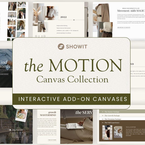 Showit Canvas Add On Bundle, Animation Template, Dfy Showit, Website design, Web Portfolio, Editable Showit Layouts, Modern Canvases