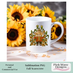 Fall PNG sublimation file for physical products; Scarecrow sublimation design