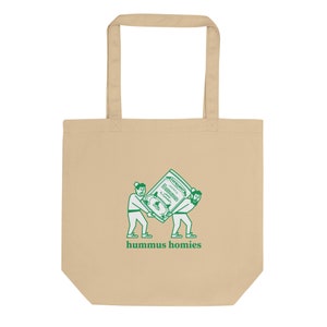 Hummus Homies Tote Bag - حمص - Divertente borsa riutilizzabile araba, borsa icona mediorientale, borsa scherzo cartone animato arabo, zaknaboot