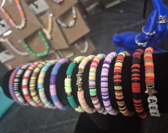 Handmade Preppy Clay Bead Bracelets (set of 3)