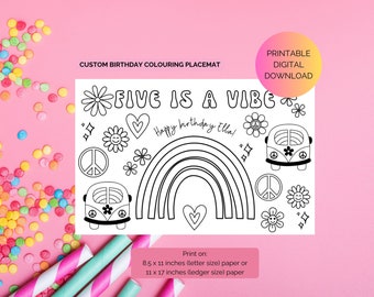 Five is a Vibe | "Age" is a Vibe | Custom Birthday Colouring Placemat