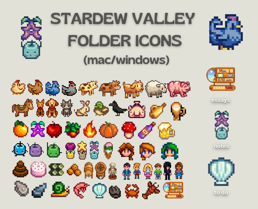 Stardew Valley Folder Icons for MacBook and Windows With Tutorial 60