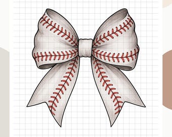 Baseball Bow PNG: Trendy Cut File (Digital Download)