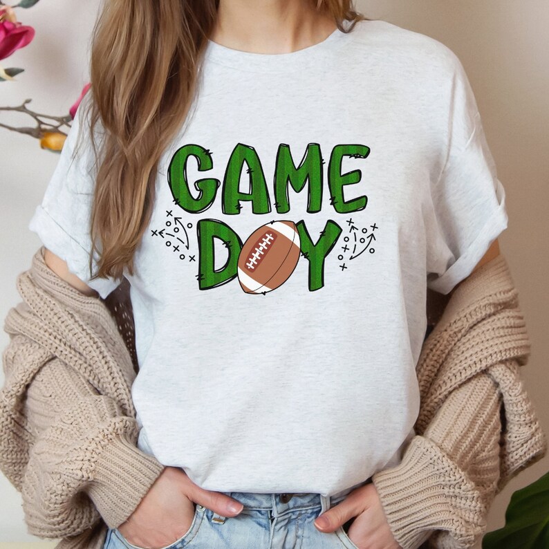 Game Day with Foil Football Custom Graphic Tee