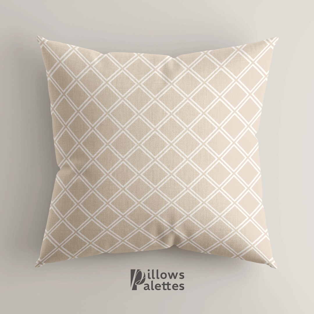 Geometric Accent Pillow Case_pp0090 Beige Geometric Pillow Etsy