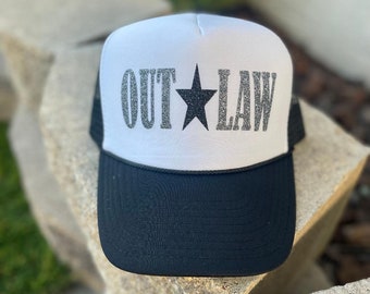 Out Law Black and White Mesh Trucker Hat