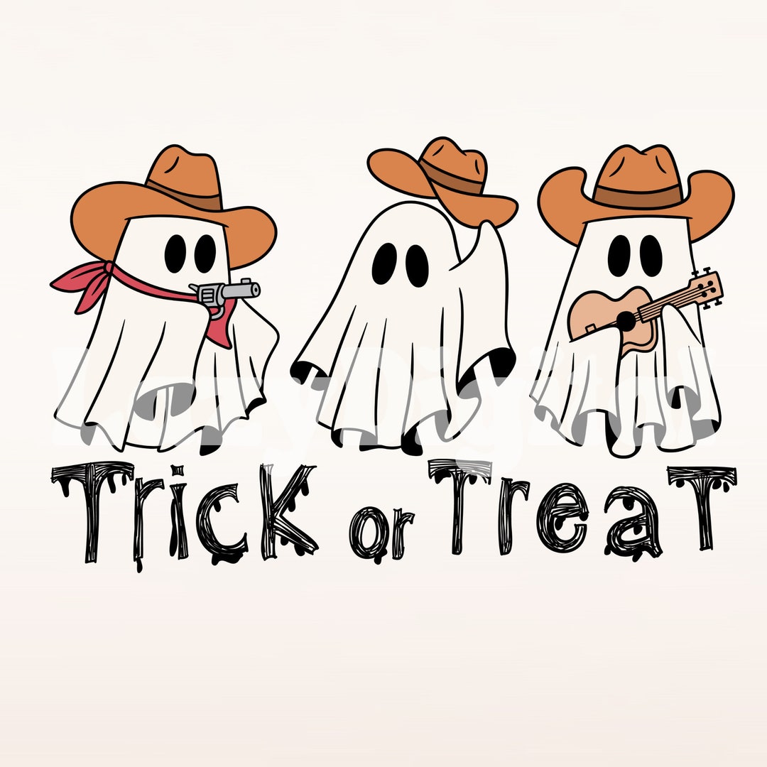 Trick or Treat With Cowboy Ghost PNG for Halloween Sublimation Design ...