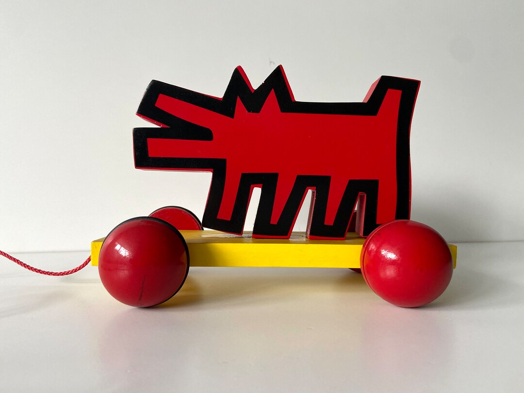 Keith Haring the Estate of 1992 Vintage Pull Toy Dog Barking Dog Design ...