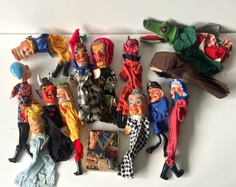 Lot important de mannequins de ventriloque - Vintage - XXe siècle - Scolaire - Spectacle - Théâtre