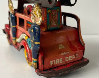 Camion De Pompiers En Tôle Friction Japon - Jouet Tin Toy 1964 Vintage