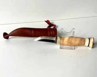 Pocket knife or hunting knife - Finland - Scandinavian - Horn and wood - Vintage - Quality