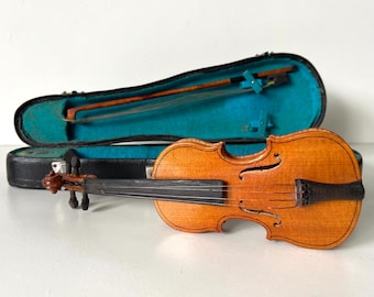Vintage Miniature Violin - Case with Bow - Wood - 20th Century