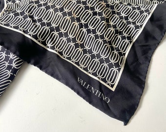 Vintage Valentino sjaal, zijde - Geometrisch decor, vierkant - Gemerkt - Made in Italy - Italië, Italiaanse mode - Designer