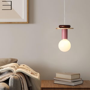 Handmade Wooden Pendant Light - Adjustable Lamp for Kitchen, Dining Room, Bedroom - Modern Decorative Lighting, Home Decor, New House Gift