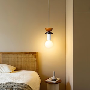 Handmade Wooden Pendant Light - Adjustable Lamp for Kitchen, Dining Room, Bedroom - Modern Decorative Lighting, Home Decor, New House Gift