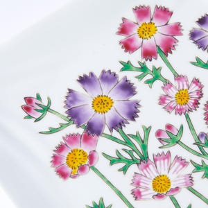 Hand painted Ceramic Decorative Plates, Square Floral Design Plates, Home Decor, serving platter, Holiday Gift,
