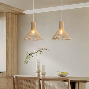 Handmade Wooden Pendant Light, Adjustable Hanging Light for Kitchen, Living Room, dining room, and bedroom, Home decor, Modern light , Gift