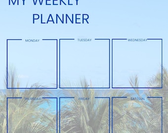 Tropical Weekly Planner Printable | Palm Tree Design (Digital Download)