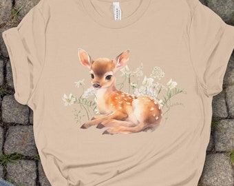 Baby Fawn Shirt Cottagecore Baby Deer Shirt Woodland Animal Shirt Cottagecore Shirt Nature Lover Shirt Watercolor Shirt Gift For Her