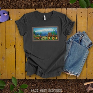 SDV Landscape Framed Scene Shirt Pretty Farm Shirt Valley Shirt Gamer Girl Gift For Her Cozy Gamer Gift