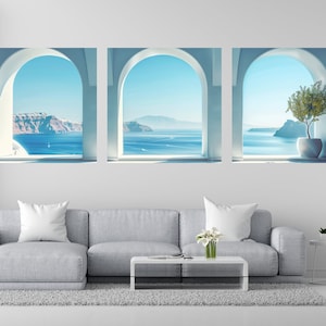Arched Open Window Wall Art . Canvas Print With Scenic Sea View. Suny ...