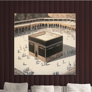 Kaaba Canvas Wall Art – Islamic Sacred Mosque Mecca Print for Muslim Home, Prayer Room, or Islamic Gift