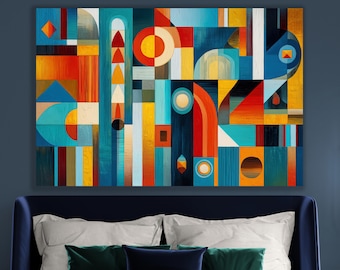 Geometric Abstract Canvas Art – Mid-Century Modern Wall Decor