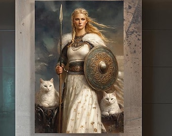 Freya Canvas Art | Norse Goddess Wall Decor | Viking Mythology Print