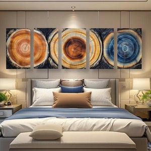 Backsideworks アート鉢 PLANTNIC LOVE.3 Vibrant Three Tree Trunk, Wood Ring, Panoramic Canvas Print