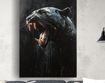Panther Painting Canvas Print. Black Panther. Cougar. wild animals