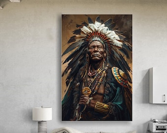 Native American Indian Apache Warrior Chief Geronimo Oil Painting