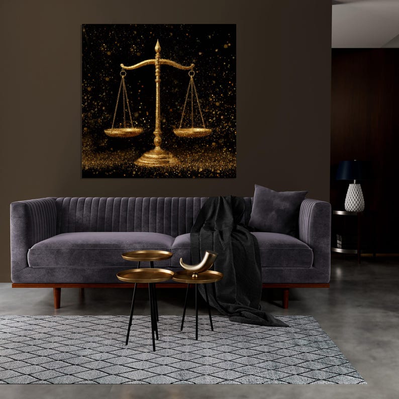 Golden Scales of Justice Canvas Art, Luxury Law Office Decor, Balance ...