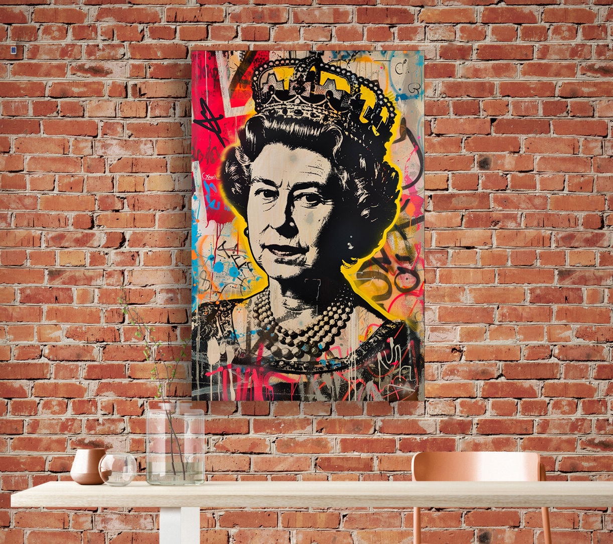 KUSTOM ART Wandposter 'Queen Elizabeth' – Street Art Druck Auf Beschichtetem Papier, 40x30 Cm, Ohne Rahmen