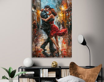 Spanish Dancing Couple Canvas Print, Vintage Dancing Wall Art, Ballroom Dance oil painting,  Ballroom Dancer Poster,  Ready to Hang
