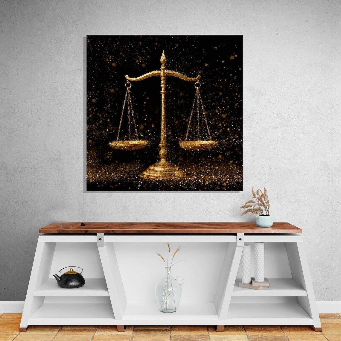 Golden Scales of Justice Canvas Art, Luxury Law Office Decor, Balance ...