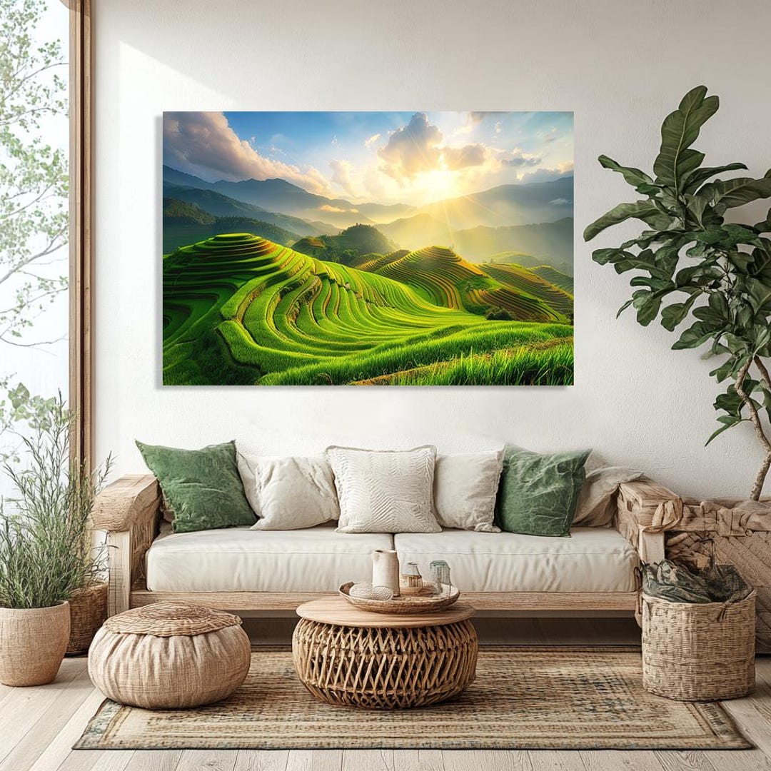 Cagbas Rice Field Terraced Rice Fields Sunrise Canvas: A Majestic, Panoramic Print of ...