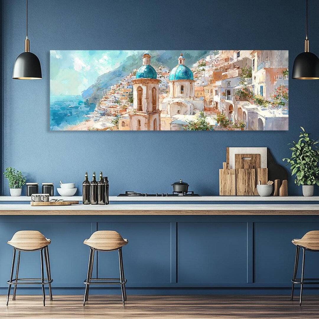 Amalfi Coast Wall Art, Mediterranean Landscape Canvas Print, Italian ...