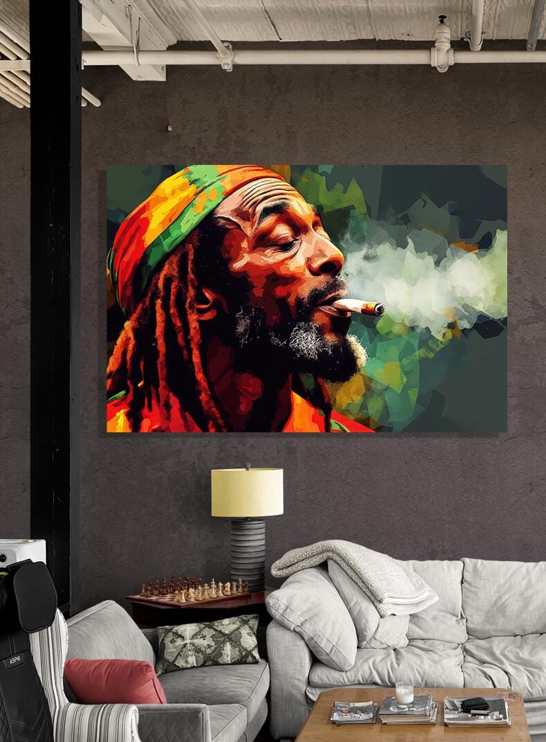 Bold Reggae Wall Art – Rasta Man Smoking Canvas Print, Colorful