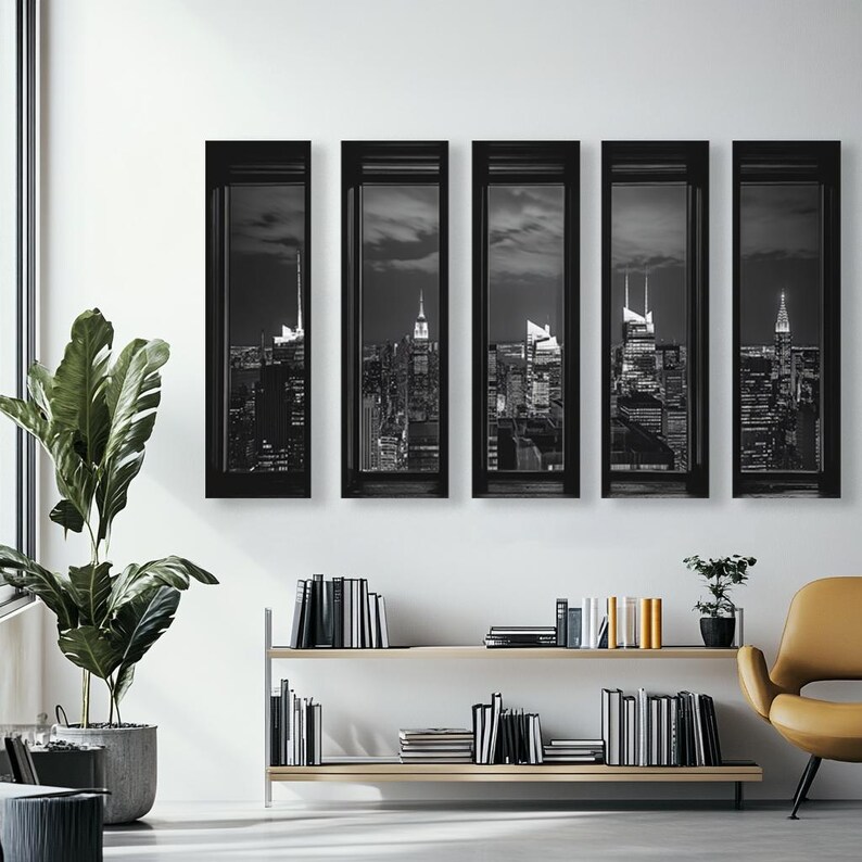 Black and White New York Skyline Wall Art | Modern NYC Cityscape Print ...