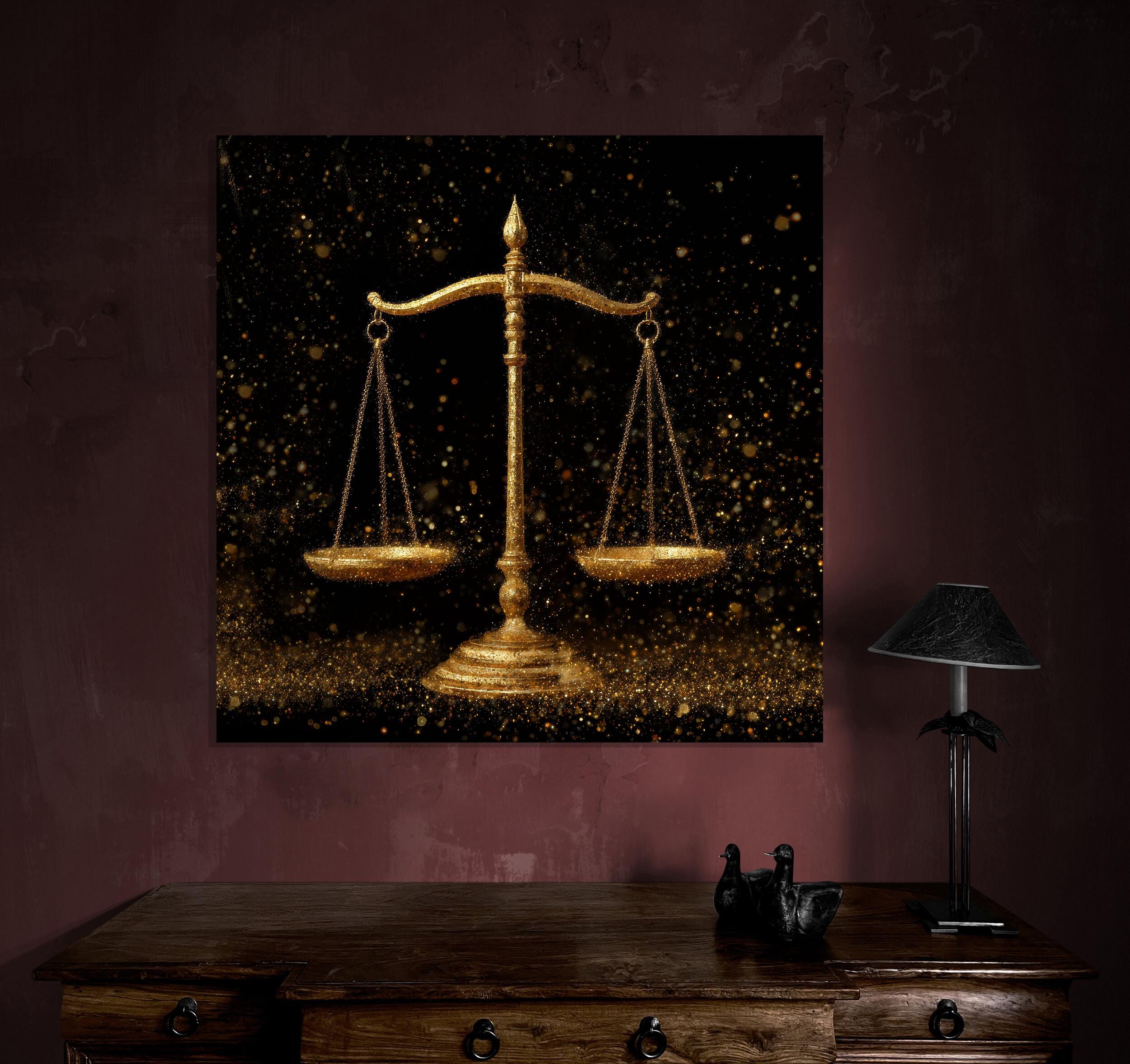 Golden Scales of Justice Canvas Art, Luxury Law Office Decor, Balance ...